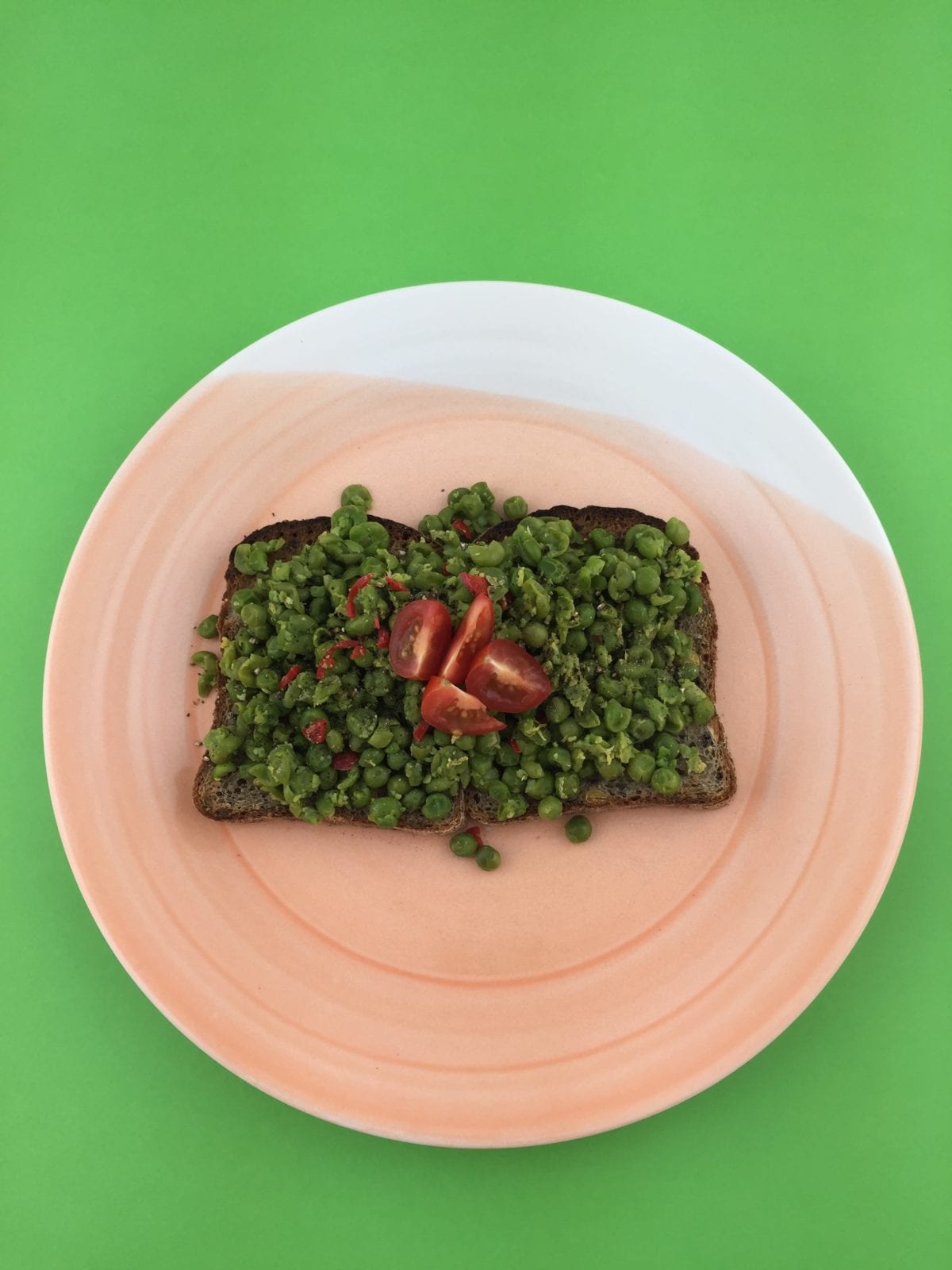 Smashed Peas on Gluten free Bread